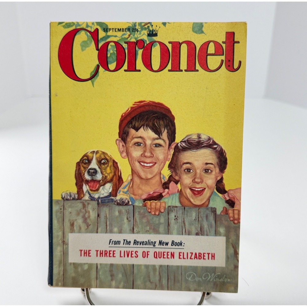 Vintage Coronet Magazine September‎ 1954 Queen Elizabeth Sheaffer Dog Cover